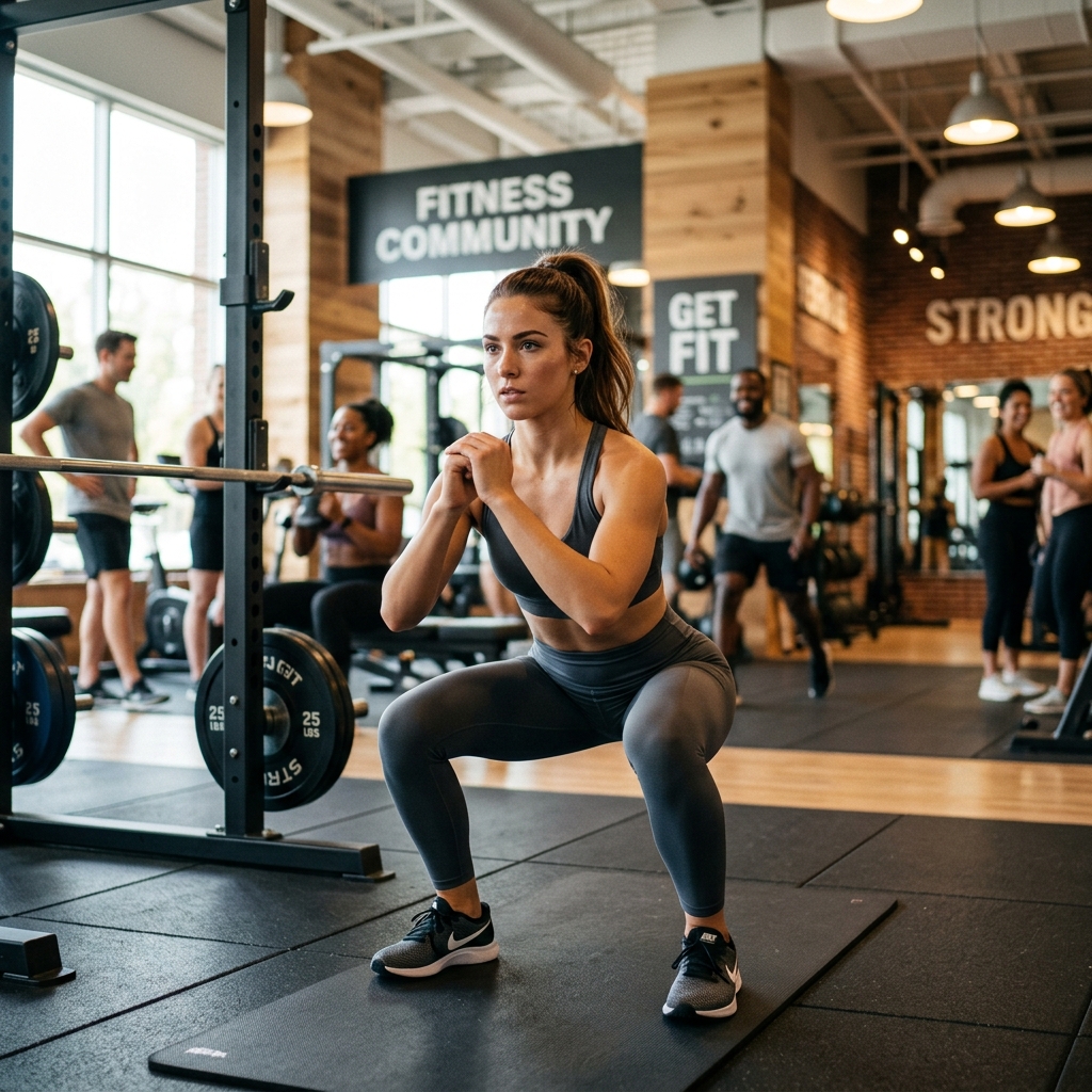 Beginner woman at the gym doing exercises for weight loss